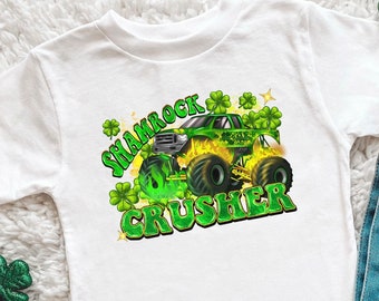 Camiseta Trituradora de Trébol, Camiseta Infantil de San Patricio, Camiseta de San Patricio con Camión Aplastador, Regalos de San Patricio, Camiseta Infantil de San Patricio