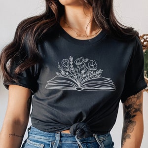 Book T-Shirt, Floral Book Shirt, Book Lover Shirt, Reader Shirt, Reading T-Shirt, Gift for Book Lover, Book Lover Shirt, Librarian Shirt