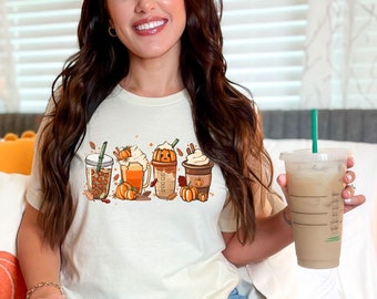 Jesienna koszula kawowa, słodka jesienna koszula kawowa, koszula miłośnika kawy, koszula Pumpkin Spice, koszula na Święto Dziękczynienia, jesienne koszule dla kobiet, Pumpkin Latte