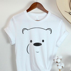 Minimalistisches Bären-T-Shirt - Bärengesicht T-Shirt - Bärenliebhaber Shirt - Cartoon-Bär-Shirt - Bärengesicht-Umriss-T-Stück - Eisbär-T-Stück - Grizzlybär-Geschenk