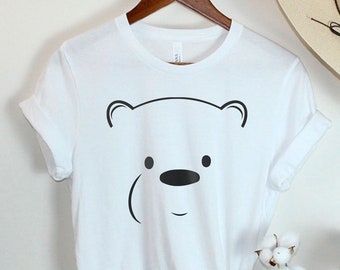 Minimalist Bear T-Shirt - Bear Face Tee - Bear Lover Shirt - Cartoon Bear Shirt - Bear Face Outline Tee - Polar Bear Tee - Grizzly Bear Gift