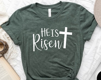 Christian Shirt He is Risen Shirt Easter Shirt for Women God Shirts  Christian Easter Shirt Jesus Shirts Easter Shirt, Easter Sunday T-Shirt