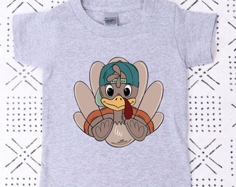 Kids Thanksgiving Shirt - Cool Turkey T-Shirt - Toddler Thanksgiving Tees - Turkey Bodysuit for Boys - Adults, Youth, Toddler, Kids, & Baby