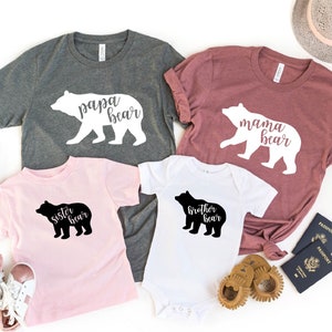 Family Bear Tshirts, Matching Family Shirts, Unisex Bear T-Shirt, Baby Bear Shirt, Mama Bear Tee, Papa Bear Shirt, Bear Lover Family Gift