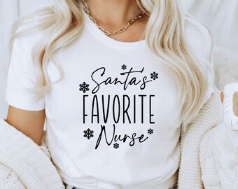 Julsjuksköterska T-shirts, Sjukskötersketeam T-shirts, Jultomtens favoritsjuksköterska, Sjuksköterska Julklapp, Sjuksköterska Jultröjor, Julfest T-shirts