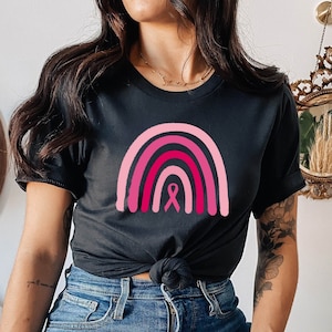 Pink Ribbon Shirt, Cancer Ribbon Shirt , Cancer Rainbow Shirt, Breast Cancer Awareness Tee, Pink in October Shirt, Breast Cancer Women Shirt