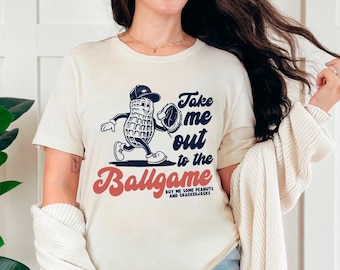 Take Me Out To The Ballgame - Baseball Mom T-Shirt - Retro Baseball Tee - Funny Baseball Gift - Game Day Shirt - Baseball Lover Tee - Peanut