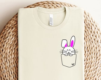 Pocket Bunny Shirt, Easter Bunny T-Shirt, Kids Easter Shirts, Adult Easter T-Shirts, Cute Easter Bunny Shirt, Easter Outfit Shirt
