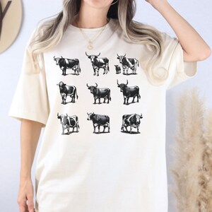 Vintage Cow T-Shirt - Cow Lover Gift - Farm Animal Shirt - Cottage-Core Cow Tee -  Western Cow T-Shirt - Farm Lover Tee - Country Cow Shirt