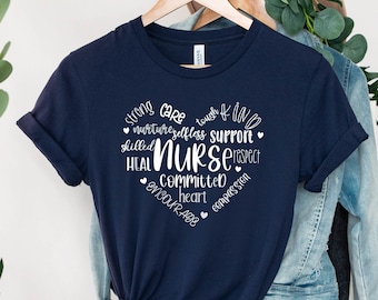 Nurse Heart Shirt, Nurse Shirt, Nurse Shirt Women, Nurse Gift Shirt, Nurse Tees, Nurse T-Shirts, Nurse Shirt Gift, Cute Nurse Typography Tee