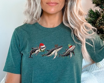 Whale Christmas Shirt, Christmas Animal Shirt, Sea Life Christmas Shirts, Ocean Animal Shirt, Holiday Tshirts, Wild Animals, Whale Gifts