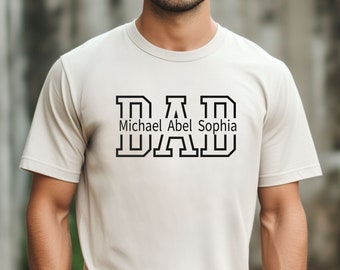 Personalisiertes Dad T-Shirt mit Kindernamen, Personalisiertes Dad T-Shirt, Vatertagsgeschenk, Geburtstagsgeschenk für Papa