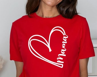 Mama Heart Shirt, Mothers Day Shirt, Cute Shirts For Mothers, Grandmother Tshirt, Mommy Crewneck, Womens Clothing, Mom To Be, Gift For Mom