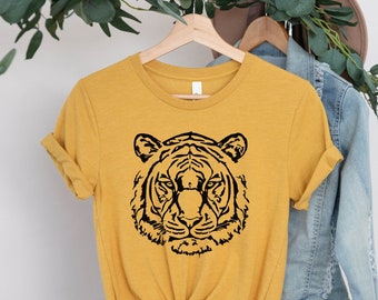 Tiger Shirt, Tiger Face, Tiger Shirt, School Mascot Shirt, Tiger Face, Animal Prints, Gift for Her, Gift for Him, Personalized Gifts, Tigre