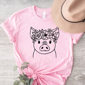 Pig Shirt, Floral Pig Shirt,  Farm Shirt, Farm Girl Shirt, Farm Animal Shirt, Boho Pig Tshirt, Pig Lover Shirt, Kids Pig Shirt, Cute Pig Tee