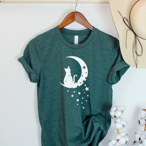 Floral Moon Cat Shirt, Cat Mom Shirt, Cat Shirts, Cat Lover Shirt, Cat Shirt Gift, Cute Cat Shirt, Kitten Shirts, Kitty Shirts for Women