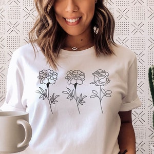 Custom Birth Month Flower Shirt, Personalized Birth Month Flower Shirt, Sentimental Gift, Flower Shirt, Gift For Her, Birthday Gift, Mom Tee