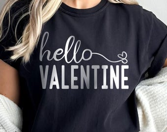 Comfort Colors® Hallo Valentijn-shirt, Happy Valentine's Day-shirt, Valentijnsdag-shirt, Valentijnsdagcadeau voor dames