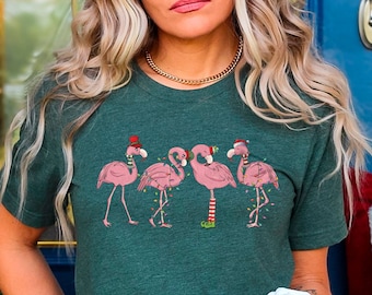 Christmas Pink Flamingo Shirt, Christmas Animal Shirt, Cute Christmas Shirt, Vintage Christmas, Funny Christmas Shirt, Xmas, Christmas Gifts