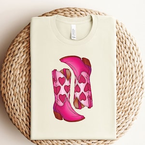 Valentine Cowgirl Shirt - Valentine Boots T-Shirt - Western Valentine Tee - Valentine&#39;s Day Outfit - Valentine&#39;s Day Gift - Cowgirl Gift