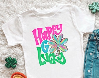 Happy Go Lucky Toddler Shirt - Clover Kids Tee - Lucky T-Shirt - Patrick’s Day Gift - Irish Girl Shirt - Shamrock Kids Shirt - St Pattys Day