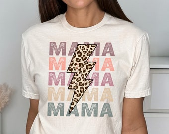 Retro Vintage Mama Shirt, Leopard Mama Tshirt, Cute Mom Shirts, Motherhood Shirt, Mother's Day Gift, Mother To Be Shirt, Cute Gift For Her