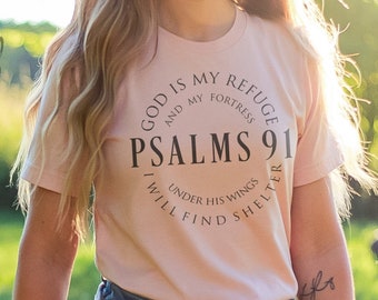 Christian T Shirt, Blessed Shirt, Religious Shirt, Psalms 91 T Shirt, Christian Woman Shirt, Religious Gift, Unisex Christian Gift Tees