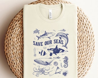 Save the Seas Shirt - Sea Animal T-Shirt - Sea Turtle Dolphin Whales Shirt - Sea Life T-Shirt - Sea Lover Shirts - Vintage Sea Shirt