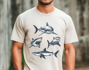 Vintage Great White Shark T-Shirt - Retro Shark Lover Shirt - Sea Life Tee - Shark Lover Shirt - Marine Biology Gift - Shark Beach Shirt