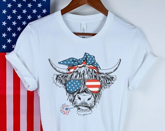 4 juli patriottisch shirt - 4 juli koe shirt - Oh My Stars koe T-shirt - 4 juli Cowland shirt - Cow Lover Tee - 4 juli cadeau
