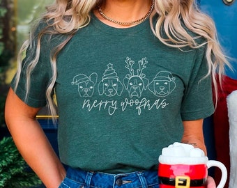 Christmas Dogs Shirt, Merry Woofmas Christmas T-Shirt, Santa Dog Shirt, Dog Lover Tshirt, Dog Shirt Christmas, Gift For Pet Lover, Xmas Tee