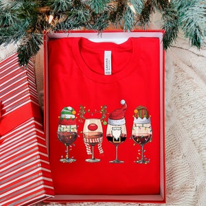 Wine Glasses Santa Hat Christmas Tee Funny Wine Lover Gift T-Shirt Wine Glasses Santa Hat Christmas Tee Funny Wine Lover Gift T-Shirt