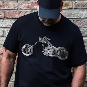 Chopper Motorcycle T Shirt, Cruiser Motorcycle Chopper Style Unisex Tee for him/her,  Bobber, Chopper, Sportster Custom Motorcycle T Shirts