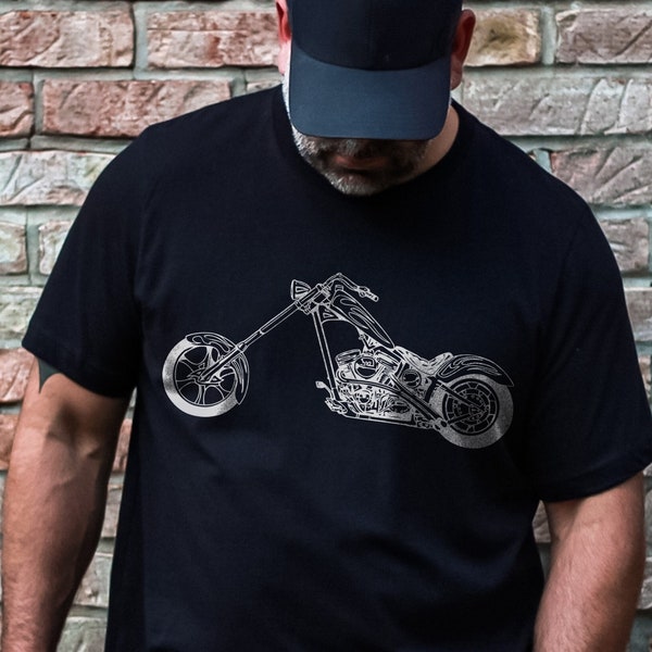 Chopper Motorcycle T Shirt, Cruiser Motorcycle Chopper Style Unisex Tee for him/her,  Bobber, Chopper, Sportster Custom Motorcycle T Shirts