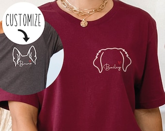 Chemise personnalisée pour chien, chemise personnalisée nom de chien, chemise personnalisée oreilles de chien, chemise chien personnalisée, chemises maman chien, chemises papa chien, cadeau pour les amoureux des chiens