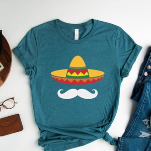 Sombrero And Mustache Shirt, Sombrero Shirt, Cinco De Mayo Shirt, Fiesta Shirt, Mexican Party Shirt, Bachelorette Shirt, Party Shirt