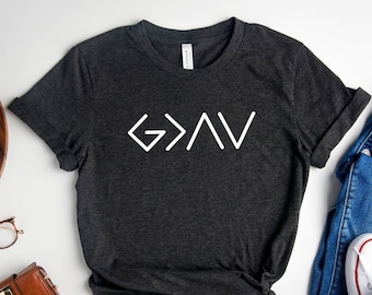 Dieu est plus grand que les hauts et les bas T-shirt, chemise religieuse, chemise chrétienne, chemise de Dieu, cadeau d'église, cadeau de Noël, tee-shirt de foi, unisexe