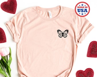 Cute Butterfly Shirt, Butterfly Shirt Gift, Butterfly Lover Shirt, Nature Butterfly Shirt, Butterfly Women Shirts, Butterfly Tees Pocket