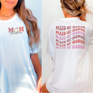 Retro Maid Of Honor Shirt, Bridal Party Tank Tops, Bridesmaid Gifts, Bachelorette Party, Maid Of Honor Proposal, Moh Shirt, Wedding Gifts
