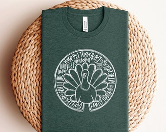 Thanksgiving Shirt, Turkey Shirt, Thanksgiving Tee, Fall Turkey Shirts,  Harvest Shirts, Thanksgiving Family Shirts, Thankful Turkey Shirt