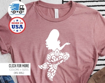 Chemise sirène mandala, cadeau sirène, cadeau sirène pour femme, cadeau d'anniversaire sirène, chemises sirène pour filles, t-shirt petite sirène