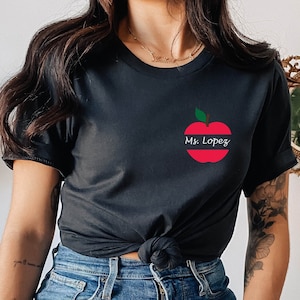 Custom Teacher Apple Shirt, Custom Apple Name Shirt, Teacher Gift, Personalized Teacher Shirt, Custom Teacher Shirt, Teacher Appreciation