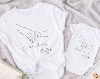 Erster Muttertag zusammen - Neue Mutter Geschenk - Muttertag Passendes Outfit - Mama und Baby Muttertag Shirts