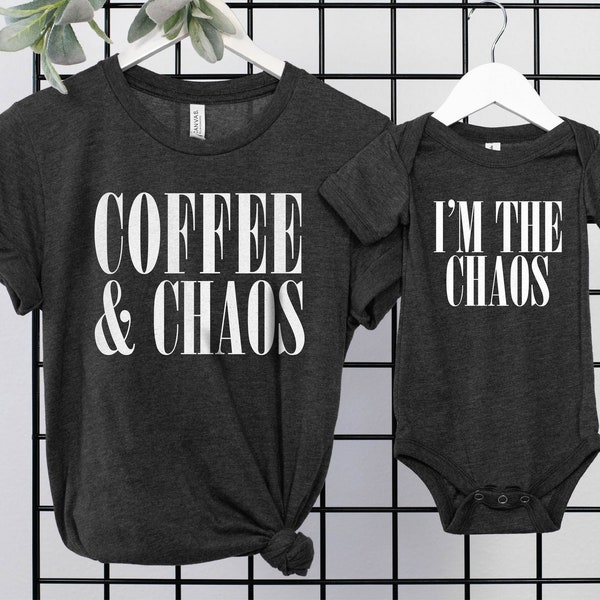 Caffeine and Chaos Shirt - Im the Chaos Shirt - Mother's Day Shirts - Matching Mom and Me - Mom Life Shirts -  Mama Needs Coffee Shirt