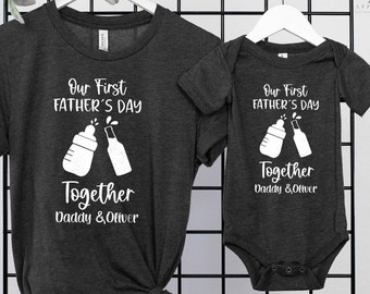 Custom Our First Fathers Day Together Shirt, Dad and Baby Matching Shirts, Baby Onesies Daddy, Father and Baby Shirt, First Fathers Day Gift