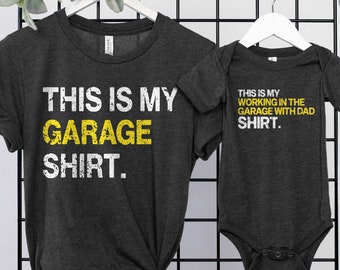 C'est ma chemise de garage - chemises de papa drôles - travaillant dans le garage avec ma chemise de papa - tenue assortie de papa et moi