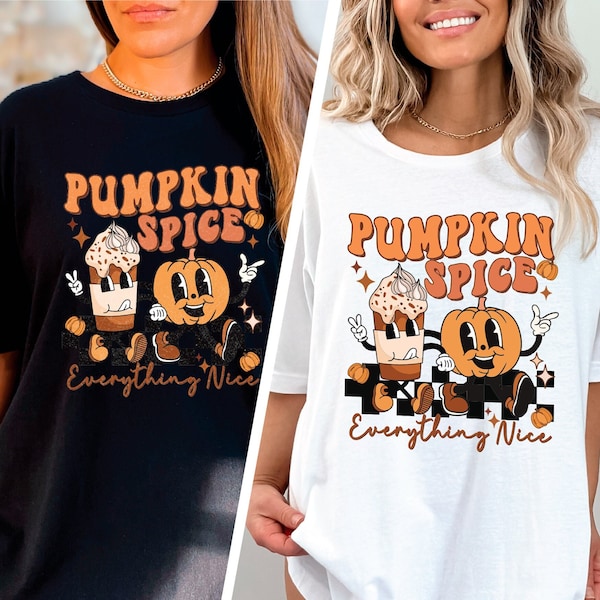 Pumpkin Spice Everything Nice Halloween Shirt, Pumpkin Spice Lover T-Shirt, Pumpkin Spice Latte And Pumpkin Tee, Vintage Halloween Outfit