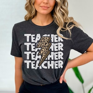 Retro Teacher Shirt,  Leopard Lighting Teacher Tee, Cool Teacher Shirt, Back to School Gifts, Teacher Appreciation Gift, Gift from Student