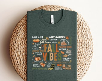T-shirt Fall Vibes - T-shirt stagione zucca - Camicia autunnale - Camicia del Ringraziamento - T-shirt autunnali - T-shirt autunnale accogliente - Camicia amante autunnale