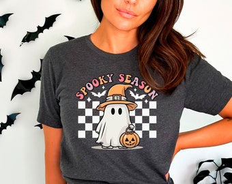 Spooky Season T-Shirts, Halloween Ghost Shirt, Cute Halloween Ghost Shirt, Trick or Treat Shirt, Ghost T-Shirt, Halloween Party Shirt